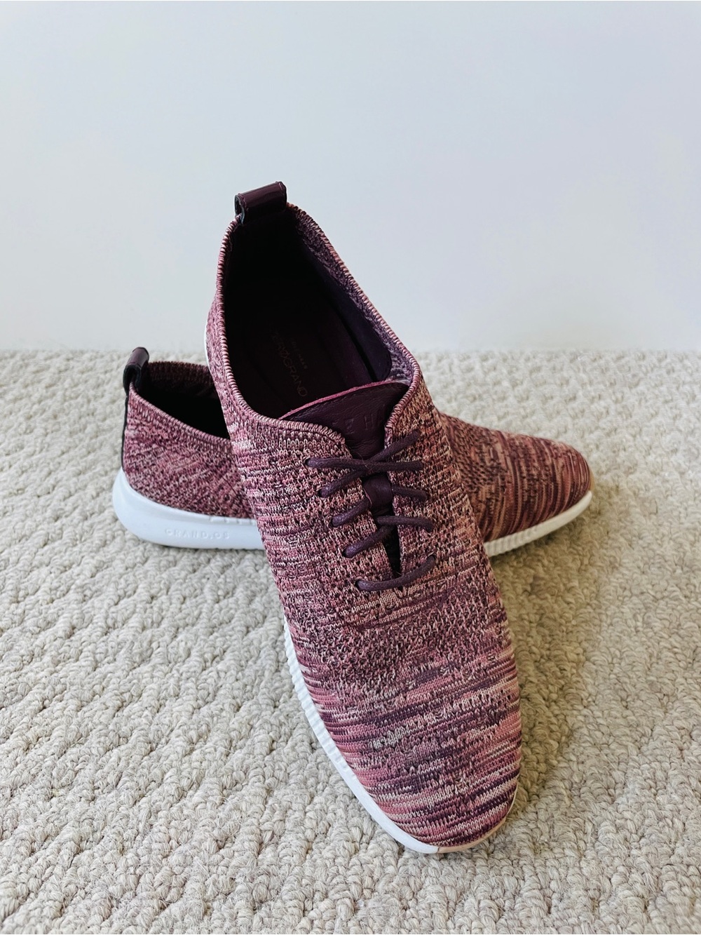 Cole Haan Marled Plum Knit Lace-Up Sneakers